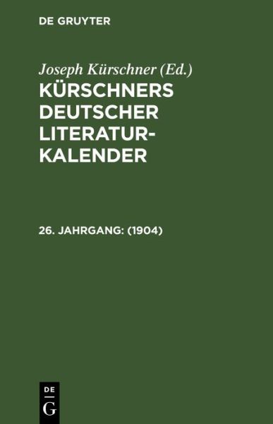 Cover for Joseph Kürschner · 1904 (Book) (2005)