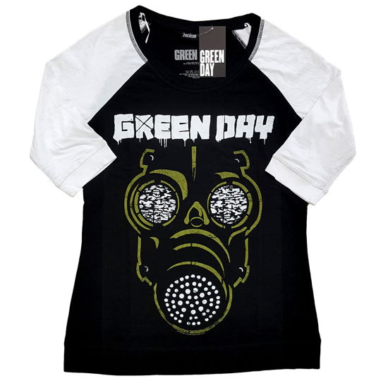 Cover for Green Day · Green Day Ladies Raglan T-Shirt: Green Mask (T-shirt) [size XS] [Black, White - Ladies edition]