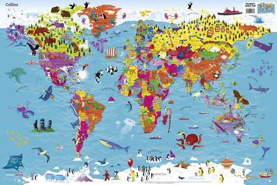 Cover for Collins Kids · Collins Children’s World Wall Map: An Illustrated Poster for Your Wall (Map) [2 Revised edition] (2019)