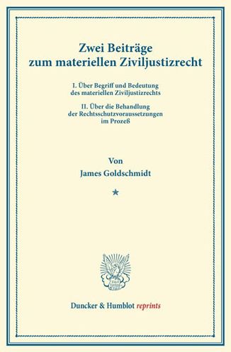 Cover for Goldschmidt · Zwei Beiträge zum materiell (Book) (2013)