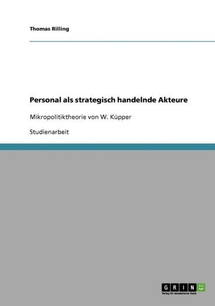 Cover for Rilling · Personal als strategisch handel (Bok) [German edition] (2013)