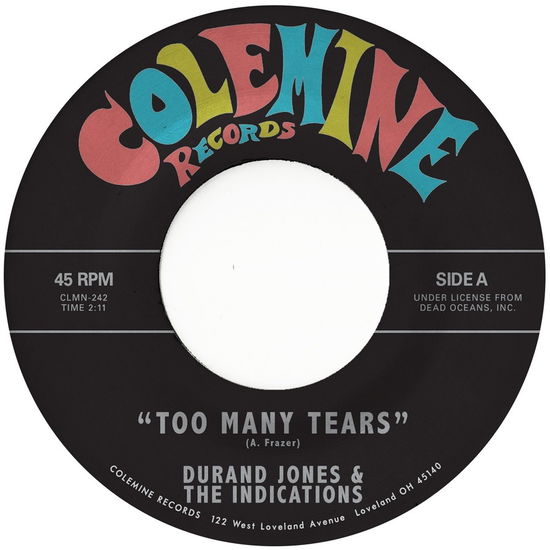 Cover for Jones, Durand &amp; The Indications · Too Many Tears / Cruisin' To The Parque (7&quot;) (2023)