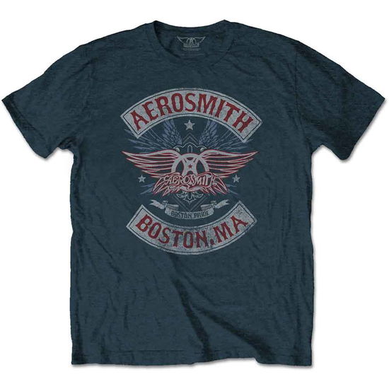 Cover for Aerosmith · Aerosmith Unisex T-Shirt: Boston Pride (Denim Blue) (T-shirt) [size S] [Blue - Unisex edition] (2020)