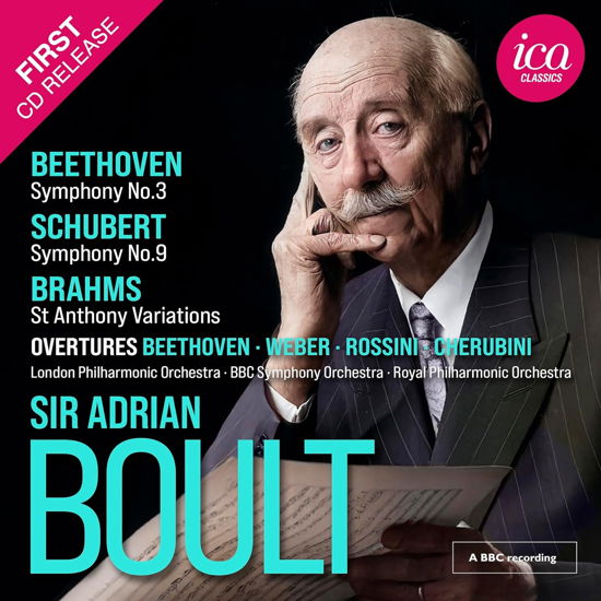 Cover for Sir Adrian Boult / London Philharmonic Orchestra / Bbc Welsh Orchestra / Bbc Symphony Orchestra / Bbc Scottish Symphony Orchestra / Royal Philharmonic Orchestra · Beethoven: Symphony No. 3. Op. 55 Eroica - Schubert: Symphony No. 9. D. 944 The Great - Brahms: St Anthony Variations. Op. 56A (Live) (CD) (2024)