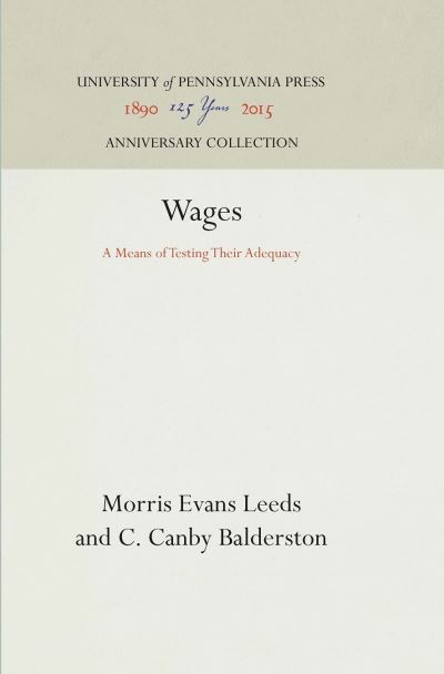 Cover for Morris Evans Leeds · Wages (Hardcover Book) (1931)