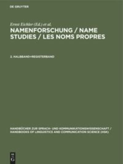 Cover for Ernst Eichler · Name Studies (Innbunden bok) (1996)