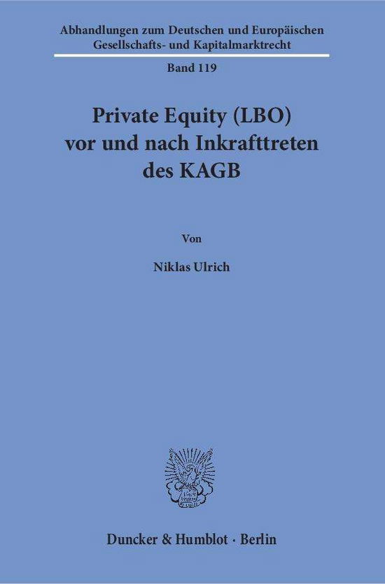 Cover for Ulrich · Private Equity (LBO) vor und nac (Bok) (2018)