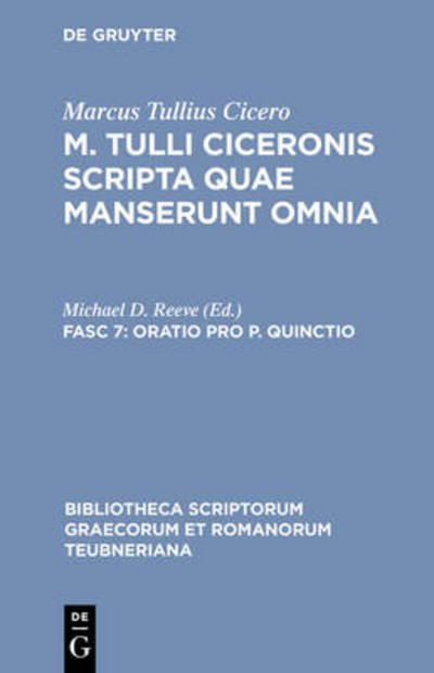 Cover for Marcus Tullius Cicero · Oratio pro P. Quinctio (Bog) (1992)