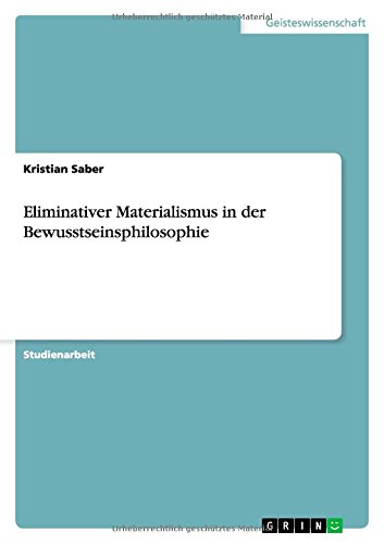 Cover for Saber · Eliminativer Materialismus in de (Book) [German edition] (2010)