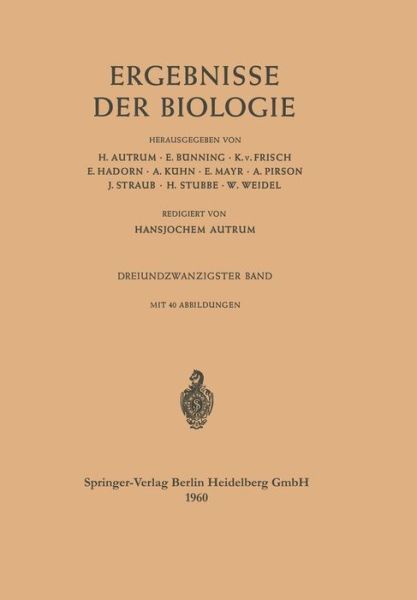 Cover for Hansjochem Autrum · Ergebnisse Der Biologie: Dreiundzwanzigster Band (Paperback Book) [1960 edition] (1960)