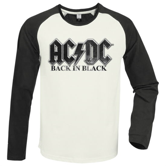 Ac/Dc Back In Black Vintage White / Charcoal Large Baseball Jersey - AC/DC - Merchandise - AMPLIFIED - 5056770005795 - October 21, 2024