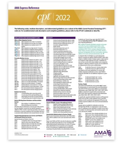 Cover for American Medical Association · CPT Express Reference Coding Card 2022: Pediatrics (Map) (2021)