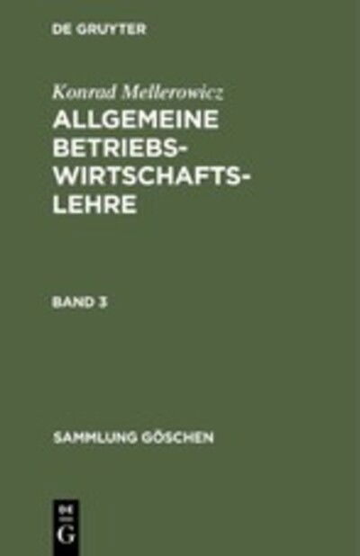 Cover for Konrad Mellerowicz · Allgemeine Betriebswirtschaftslehre (Book) (1967)