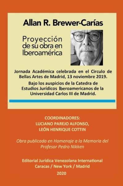 Cover for Luciano Parejo Alfonso · ALLAN R. BREWER-CARIAS. Proyeccion de su Obra en Iberoamerica (Paperback Book) (2020)