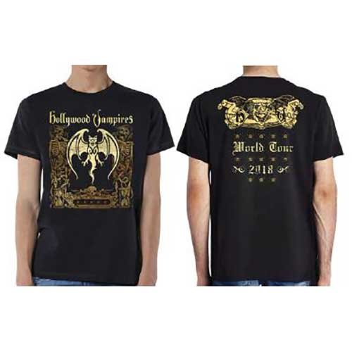 Cover for Hollywood Vampires · Hollywood Vampires Unisex T-Shirt: Roxy 2018 World Tour (Back Print) (Ex-Tour) (T-shirt) [size S] [Black - Unisex edition]