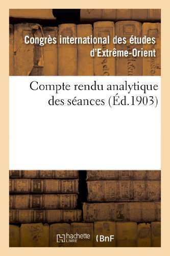 Cover for Congres International · Compte Rendu Analytique Des Seances (Paperback Bog) [French edition] (2013)