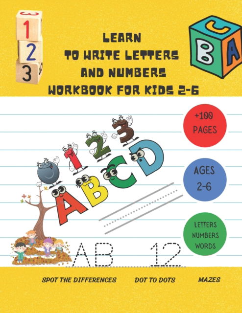 Cover for Letters&amp;numbers, Youdell Tracing Book · Learn to Write Letters and Numbers Workbook for Kids 2-6: a handwriting practice activity book for kids plus some others activities ( dot to dots, spot the diffirences, mazes ) (Paperback Book) (2022)