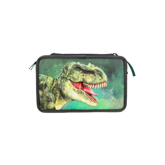 Triple Pencil Case - Green With 3d Effect - ( 0412475 ) - Dino World - Mercancía -  - 4010070647797 - 