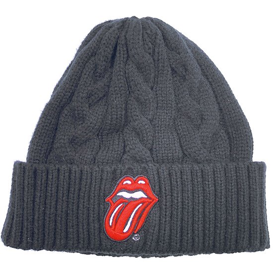The Rolling Stones Unisex Beanie Hat: Classic Tongue (Cable Knit) - The Rolling Stones - Marchandise -  - 5056170694797 - 