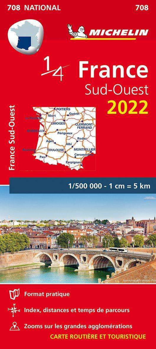 Cover for Michelin · Southwestern France 2022 - Michelin National Map 708 (Taschenbuch) (2022)