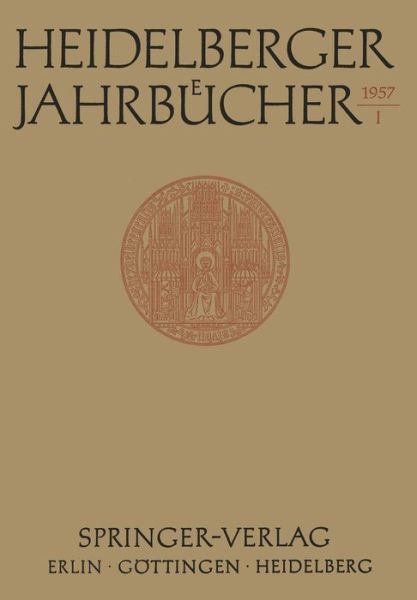 Cover for Universitats-Gesellschaft · Heidelberger Jahrbucher - Heidelberger Jahrbucher (Paperback Book) [German edition] (1957)