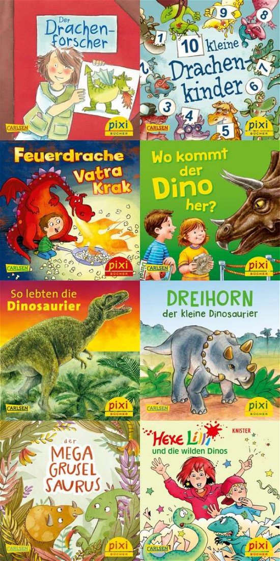 Cover for Carlsen Verlag GmbH · Pixi-Box 279: Dinos und Drachen bei Pixi (8x8 Exemplare) (Paperback Book) (2022)