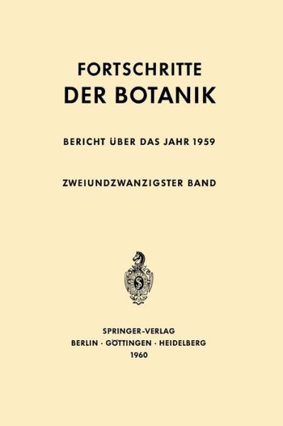 Cover for Erwin Bunning · Bericht UEber Das Jahr 1959 - Progress in Botany (Paperback Book) [Softcover Reprint of the Original 1st 1960 edition] (2012)