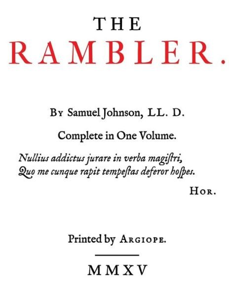 Cover for Samuel Johnson · The Rambler (Taschenbuch) (2015)