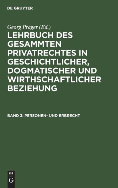 Cover for Georg Prager · Personen- und Erbrecht (Book) (1901)