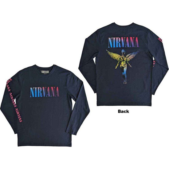 Cover for Nirvana · Nirvana Unisex Long Sleeve T-Shirt: Angelic Gradient (Back &amp; Sleeve Print) (Klær) [size XL]