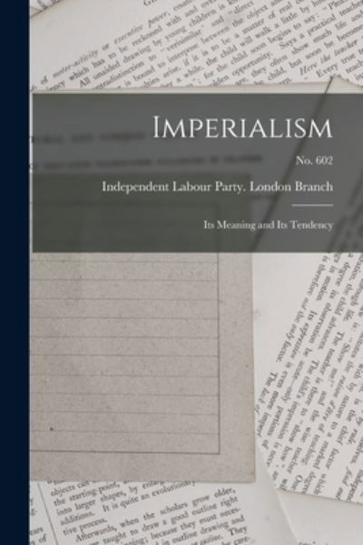 Cover for Independent Labour Party (Great Brita · Imperialism (Paperback Book) (2021)