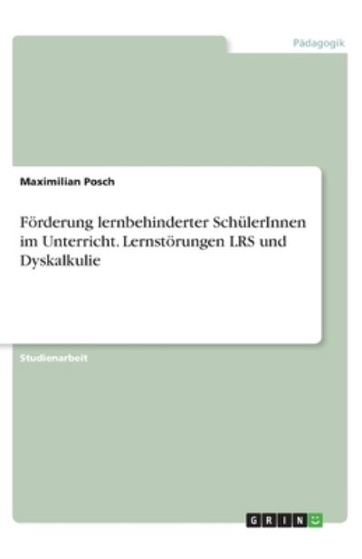 Cover for Posch · Förderung lernbehinderter Schüler (Buch)