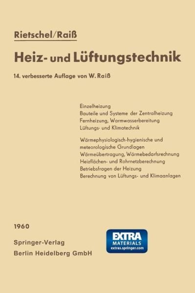 H. Rietschels Lehrbuch Der Heiz- Und Luftungstechnik - Hermann Rietschel - Livres - Springer-Verlag Berlin and Heidelberg Gm - 9783662235799 - 1960