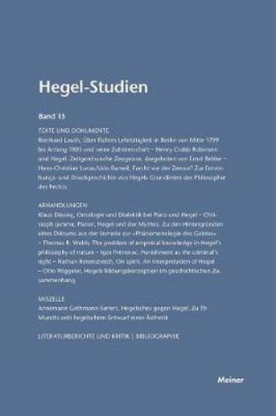 Cover for Otto Pöggeler · Hegel-Studien / Hegel-Studien (Paperback Book) (1980)