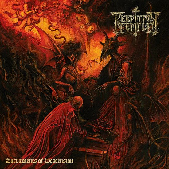 Cover for Perdition Temple · Sacraments of Descension (Neon Orange with Blacl / Brown Splatter) (LP) (2021)