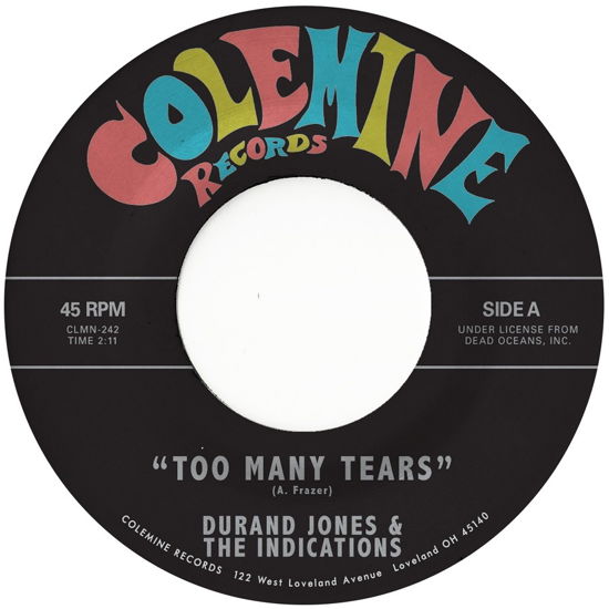 Cover for Durand Jones &amp; the Indications · Too Many Tears / Cruisin' to the Parque (Ltd Sea Glass Blue Vinyl) (7&quot;) (2023)