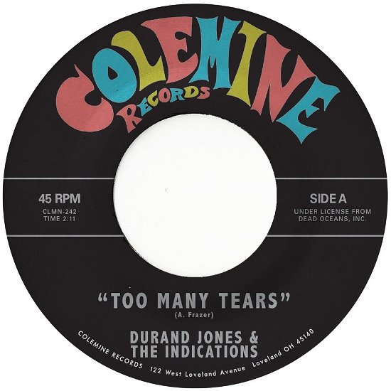 Cover for Durand Jones &amp; the Indications · Too Many Tears / Cruisin' to the Parque (Ltd Sea Glass Blue Vinyl) (7&quot;) (2023)