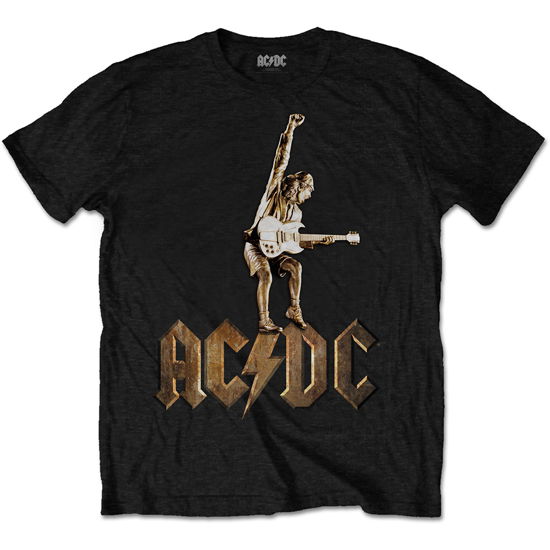 AC/DC Unisex T-Shirt: Angus Statue - AC/DC - Produtos - Perryscope - 5055979968801 - 12 de dezembro de 2016