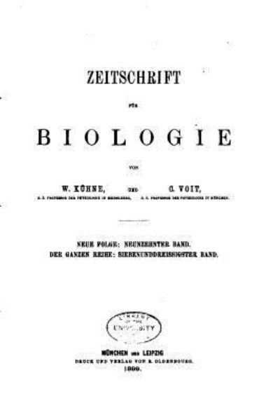 Cover for W Khune · Zeitschrift fur Biologie (Paperback Book) (2015)