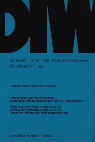 Cover for Siebert · Nationalstaat und Interdependen (Book) (1992)