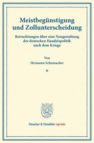 Cover for Schumacher · Meistbegünstigung und Zollun (Book) (2013)