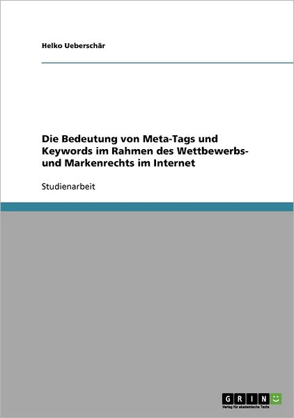 Cover for Ueberschär · Die Bedeutung von Meta-Tags (Book) [German edition] (2008)