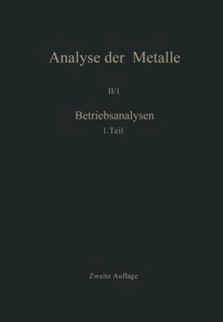 Cover for Chemikerausschu   De · Betriebsanalysen: Erster Teil (Paperback Book) (2014)