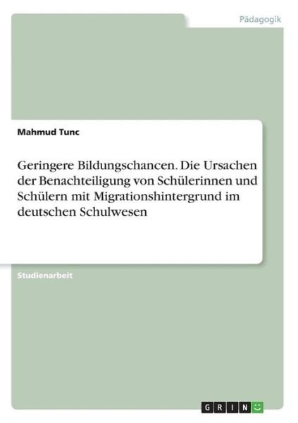 Cover for Tunc · Geringere Bildungschancen. Die Urs (Book)