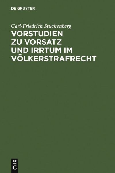 Cover for C.-F. Stuckenberg · Vorstudien zu Vorsatz (Book) [German edition] (2007)