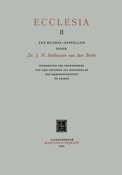 J N Bakhuizen Van Den Brink · Ecclesia II (Paperback Bog) [1966 edition] (1966)