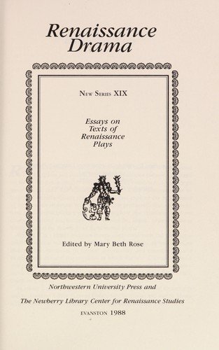 Cover for Rose · Renaissance Drama - Drama &amp; Performance Studies (Hardcover Book) (1989)