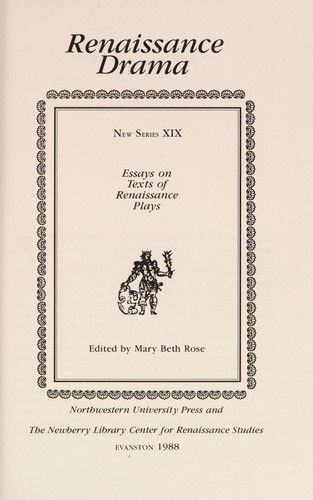 Cover for Rose · Renaissance Drama - Drama &amp; Performance Studies (Hardcover Book) (1989)