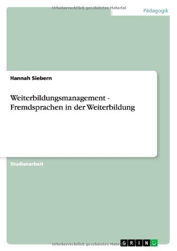 Cover for Siebern · Weiterbildungsmanagement - Frem (Book) [German edition] (2012)