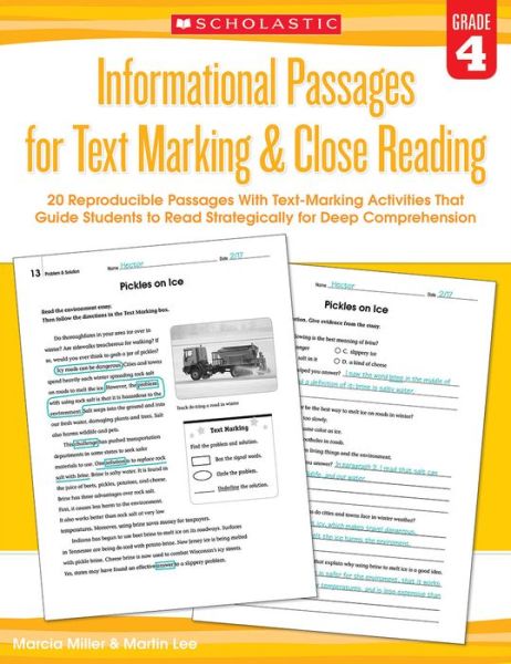 Cover for Martin Lee · Informational Passages for Text Marking &amp; Close Reading: Grade 4: 20 Reproducible Passages with Text-marking Activities That Guide Students to Read St (Taschenbuch) (2015)